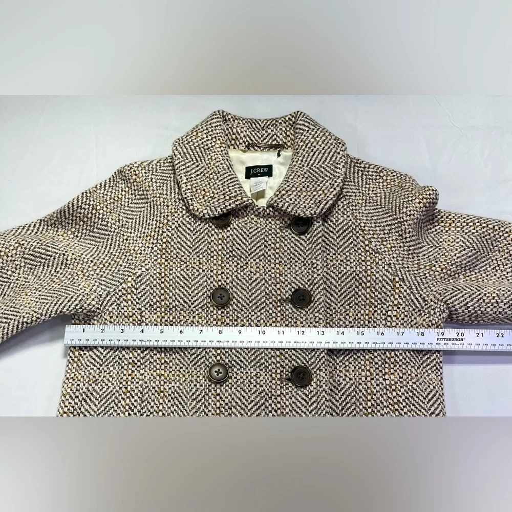 J. Crew Vintage Inspired Wool Blend Tweed Swing Jacket Coat - Brown Cream - 4 - Picture 6 of 8